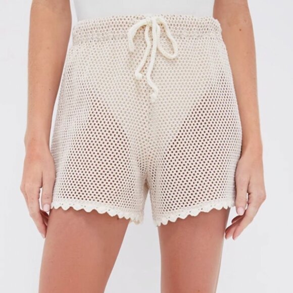Sea New York Sally appliquéd Crocheted Shirt Coverup & Short Two Piece Tan Cream - Picture 6 of 16